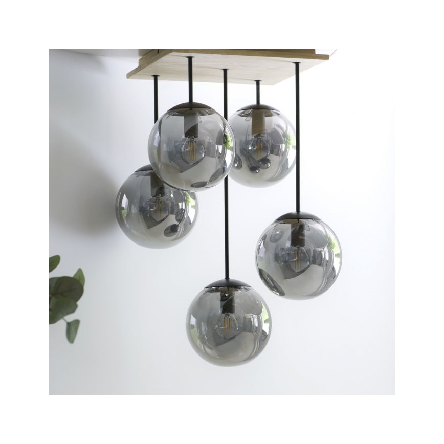 JUST LIGHT. 11395-79 - Riippukattokruunu WIDOW 5xE14/25W/230V tammi