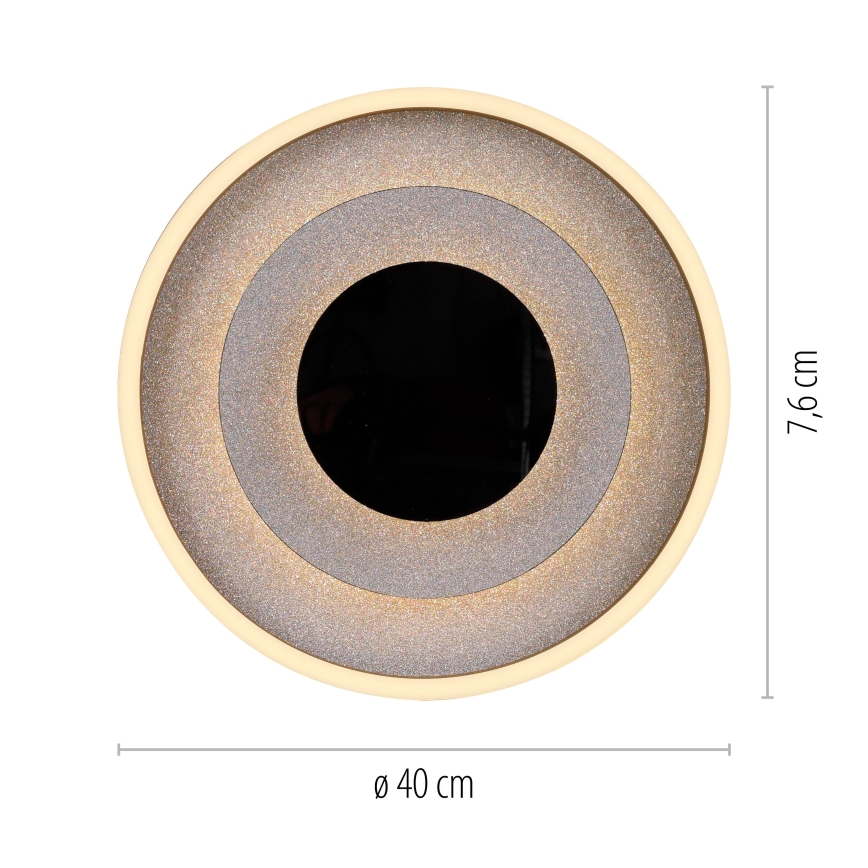 JUST LIGHT. 14409-21 - LED-kattovalaisin GLITTY LED/22W/230V Ø 40 cm musta