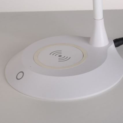 JUST LIGHT. 14414-16 - Himmennettävä, joustava kosketusohjattu pöytälamppu langattomalla latauksella PUCKI LED/4,5W/230V valkoinen