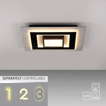 JUST LIGHT. 14439-21 - LED Kattovalaisin CICHIO LED/18,5W/230V + LED/9W 40x40 cm musta