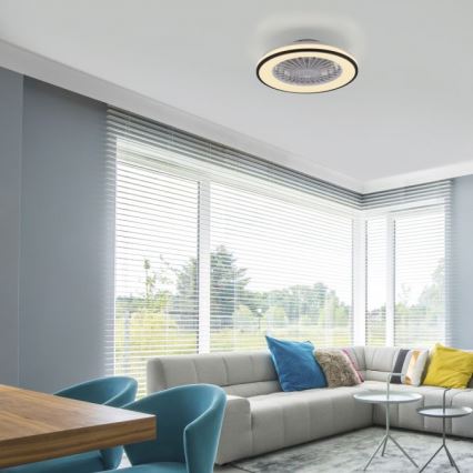 JUST LIGHT. 14447-18 - LED RGBW himmennettävä kattotuuletin valaisimella LENO LED/44W/230V 3000-6500K halkaisija 48,6 cm valkoinen + kaukosäädin