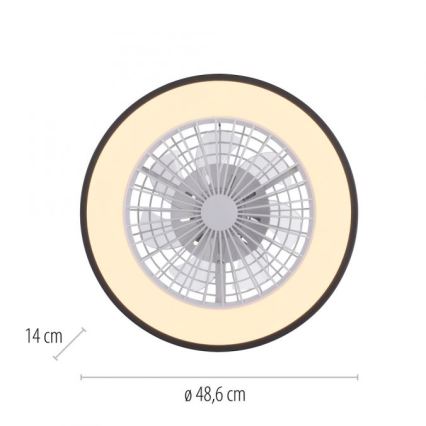 JUST LIGHT. 14447-18 - LED RGBW himmennettävä kattotuuletin valaisimella LENO LED/44W/230V 3000-6500K halkaisija 48,6 cm valkoinen + kaukosäädin