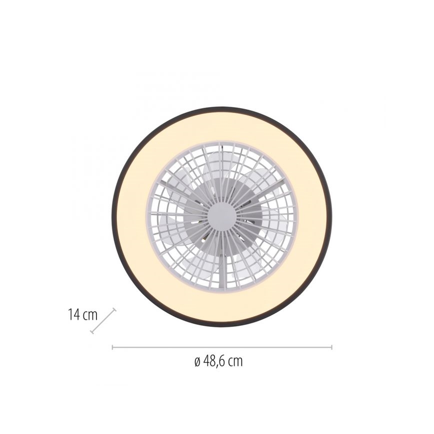 JUST LIGHT. 14447-18 - LED RGBW himmennettävä kattotuuletin valaisimella LENO LED/44W/230V 3000-6500K halkaisija 48,6 cm valkoinen + kaukosäädin