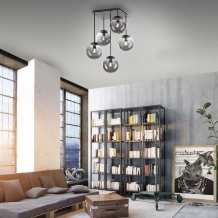 JUST LIGHT. 14602-18 - Riippukattokruunu WIDOW 5xE14/25W/230V musta