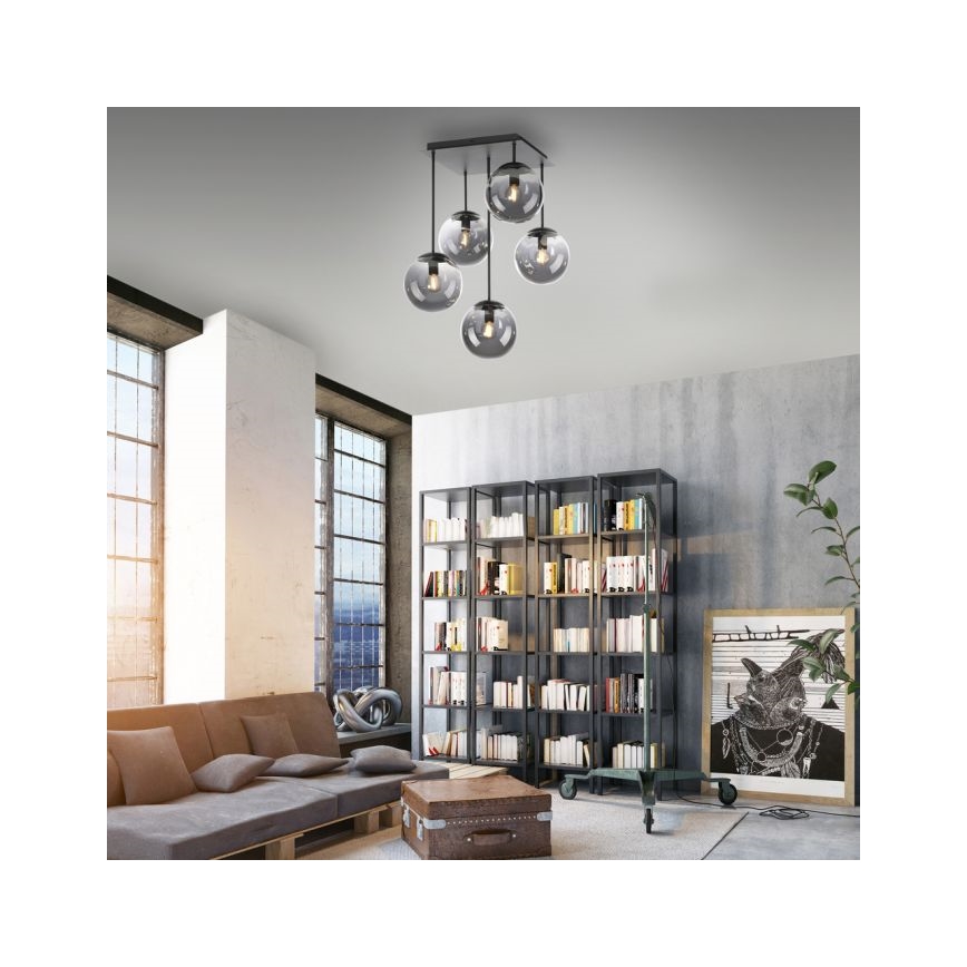 JUST LIGHT. 14602-18 - Riippukattokruunu WIDOW 5xE14/25W/230V musta