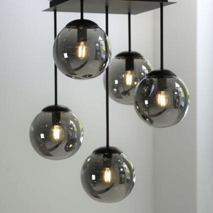 JUST LIGHT. 14602-18 - Riippukattokruunu WIDOW 5xE14/25W/230V musta