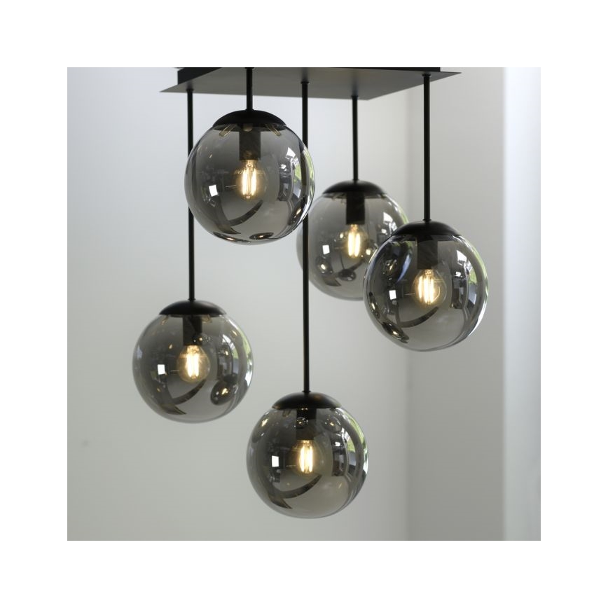 JUST LIGHT. 14602-18 - Riippukattokruunu WIDOW 5xE14/25W/230V musta