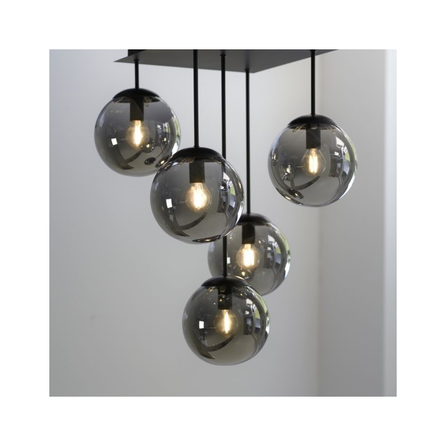 JUST LIGHT. 14602-18 - Riippukattokruunu WIDOW 5xE14/25W/230V musta