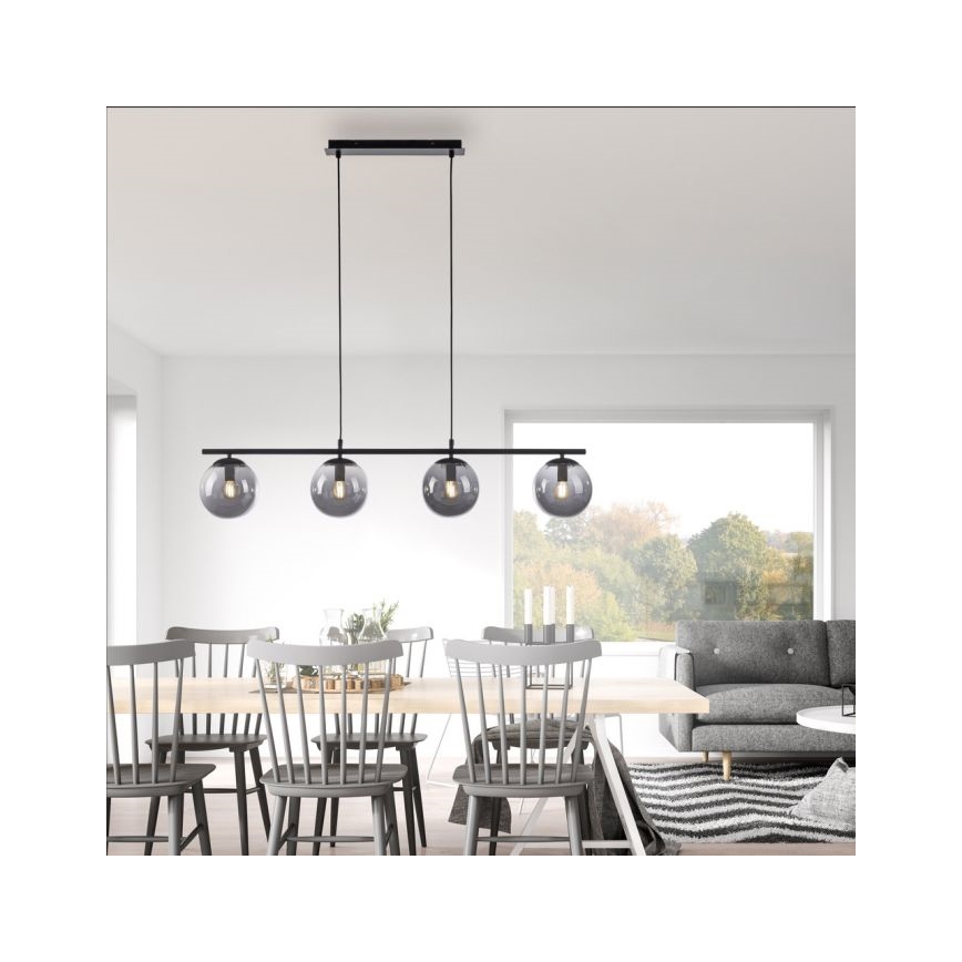 JUST LIGHT. 14604-18 - Kattokruunu johdossa WIDOW 4xE14/25W/230V musta