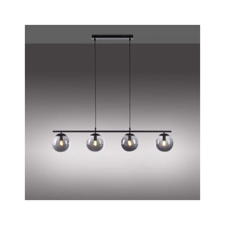 JUST LIGHT. 14604-18 - Kattokruunu johdossa WIDOW 4xE14/25W/230V musta