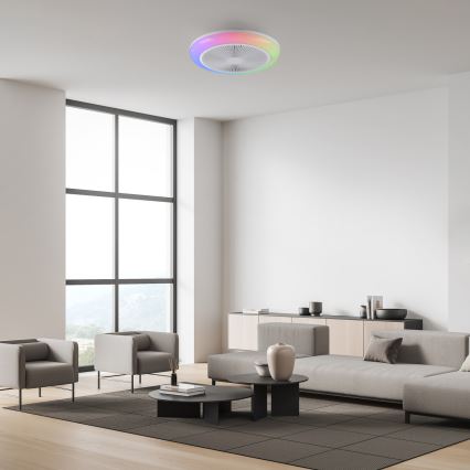 JUST LIGHT. 14623-16 - Himennettävä LED RGBW -kattotuuletin valolla BRENDA LED/22W/230V 3000–6000K Ø 46 cm valkoinen + kaukosäädin