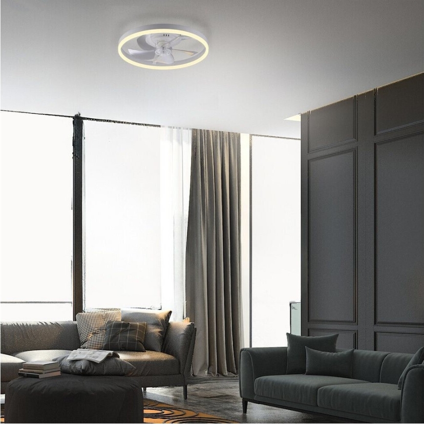 JUST LIGHT. 14624-16 - LED-himmennettävä kattotuuletin integroidulla valolla RITA LED/22W/230V 3000-6000K halkaisija 50 cm valkoinen + kaukosäädin