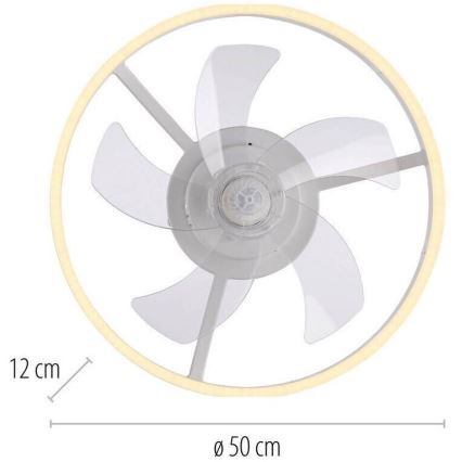 JUST LIGHT. 14624-16 - LED-himmennettävä kattotuuletin integroidulla valolla RITA LED/22W/230V 3000-6000K halkaisija 50 cm valkoinen + kaukosäädin