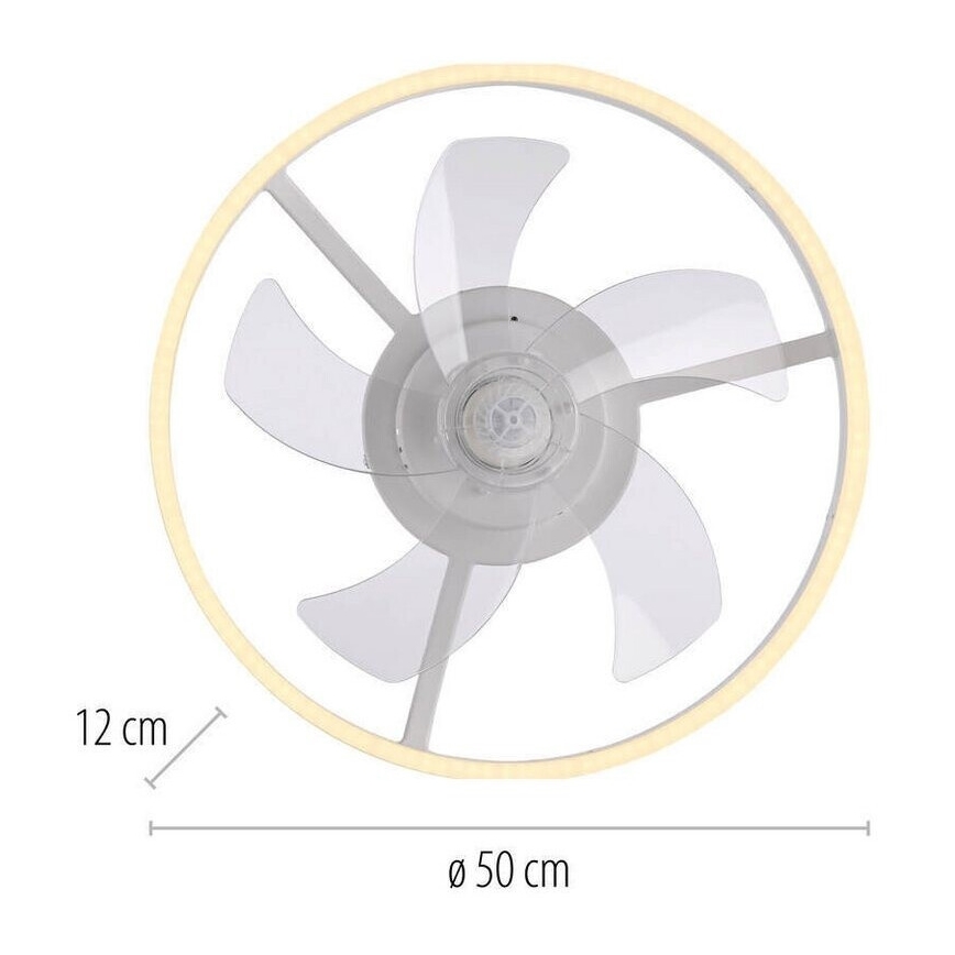 JUST LIGHT. 14624-16 - LED-himmennettävä kattotuuletin integroidulla valolla RITA LED/22W/230V 3000-6000K halkaisija 50 cm valkoinen + kaukosäädin