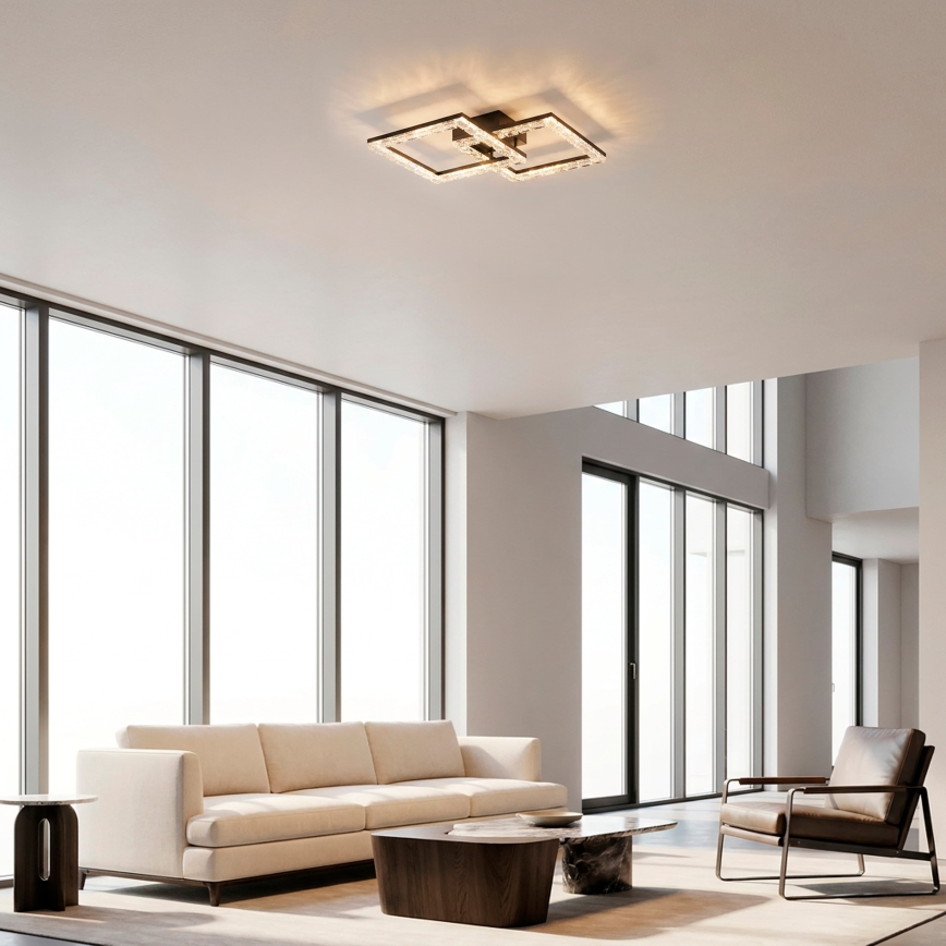 JUST LIGHT. 14732-18 - LED-kattovalaisin GLITRA LED/17,5W/230V 37,6x37,6 cm musta