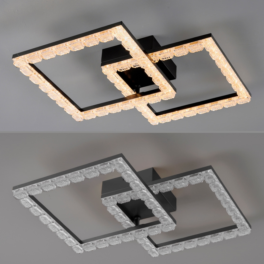 JUST LIGHT. 14732-18 - LED-kattovalaisin GLITRA LED/17,5W/230V 37,6x37,6 cm musta