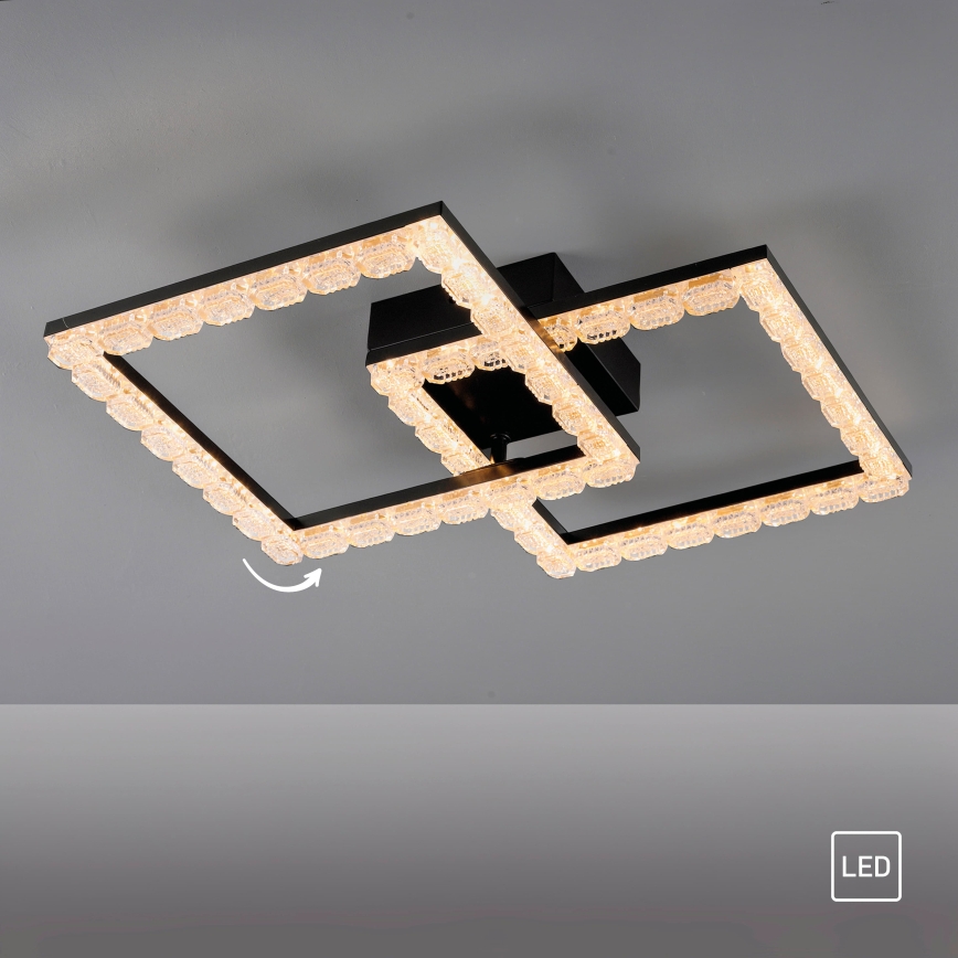 JUST LIGHT. 14732-18 - LED-kattovalaisin GLITRA LED/17,5W/230V 37,6x37,6 cm musta