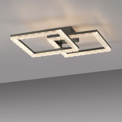 JUST LIGHT. 14732-18 - LED-kattovalaisin GLITRA LED/17,5W/230V 37,6x37,6 cm musta