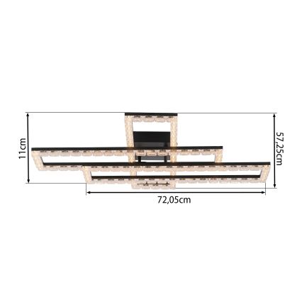 JUST LIGHT. 14733-18 - LED kattovalaisin GLITRA LED/35W/230V 57x72 cm musta