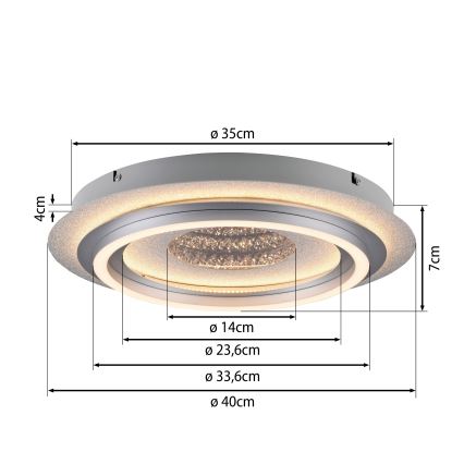 JUST LIGHT. 15089-21 - LED-katto­valaisin CICHIO LED/36W/230V, halkaisija 40 cm, mattakromi