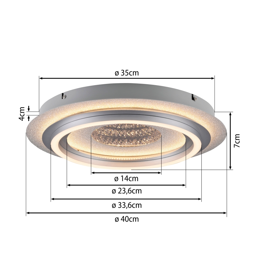 JUST LIGHT. 15089-21 - LED-katto­valaisin CICHIO LED/36W/230V, halkaisija 40 cm, mattakromi