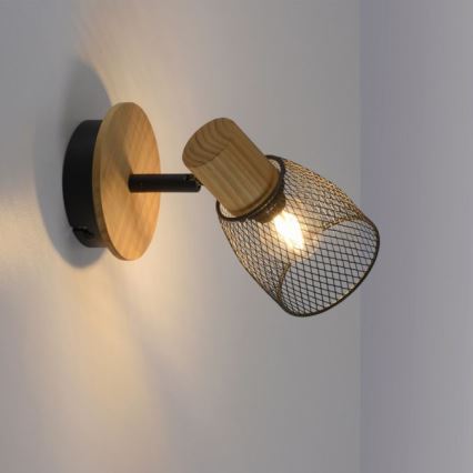 JUST LIGHT. 15191-79 - Seinäkohdevalo TAMIS 1xE14/10W/230V mänty