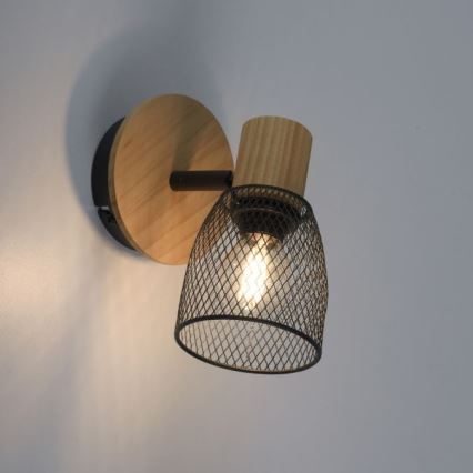 JUST LIGHT. 15191-79 - Seinäkohdevalo TAMIS 1xE14/10W/230V mänty