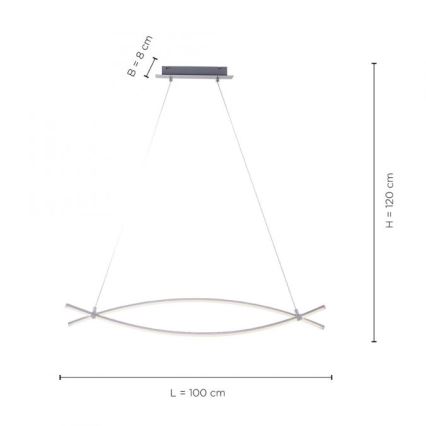 JUST LIGHT. 15382-55 - LED-kattokruunu johdossa MAJA 2xLED/8,4W/230V mattakromi