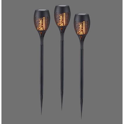 JUST LIGHT. 19106-18-3 - SETTI 3x LED aurinkovalaisin FACKEL LED/0,24W/1,2V 200 mAh IP44 musta