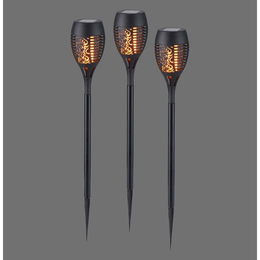 JUST LIGHT. 19106-18-3 - SETTI 3x LED aurinkovalaisin FACKEL LED/0,24W/1,2V 200 mAh IP44 musta