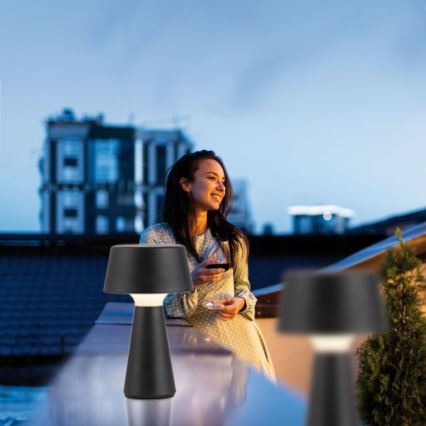 JUST LIGHT. 19260-18 - LED himmennettävä kosketusohjattu ulkovalaisin ABERA LED/3W/3,7V 2000 mAh USB IP54 musta