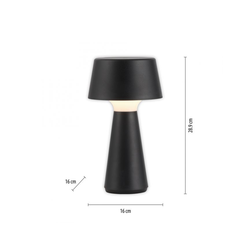 JUST LIGHT. 19260-18 - LED himmennettävä kosketusohjattu ulkovalaisin ABERA LED/3W/3,7V 2000 mAh USB IP54 musta