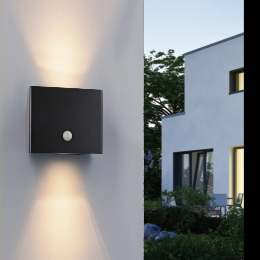JUST LIGHT. 19471-18 - LED-ulkovalaisin anturilla AMIN 2xLED/1,25W/3,7V 4400mAh IP44 musta