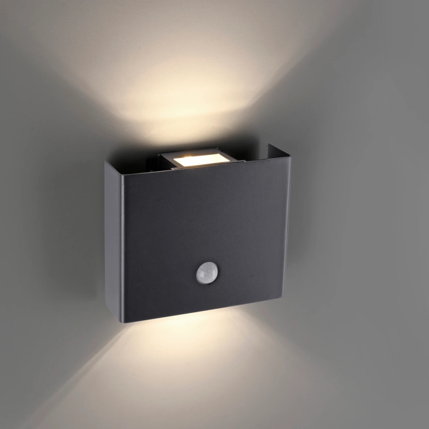 JUST LIGHT. 19471-18 - LED-ulkovalaisin anturilla AMIN 2xLED/1,25W/3,7V 4400mAh IP44 musta