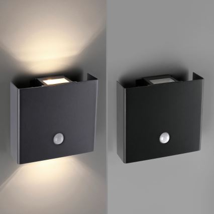 JUST LIGHT. 19471-18 - LED-ulkovalaisin anturilla AMIN 2xLED/1,25W/3,7V 4400mAh IP44 musta