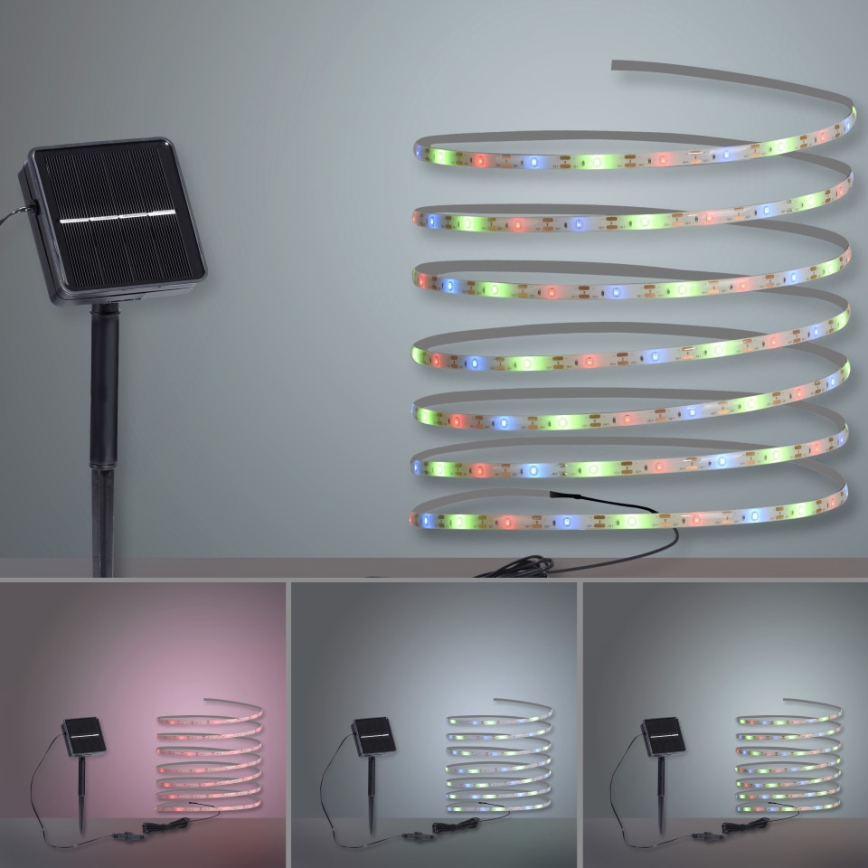 JUST LIGHT. 19971-18 - LED RGB -aurinkonauha TEANIA, LED/3,7V, 5 m, 1200 mAh, IP44, musta