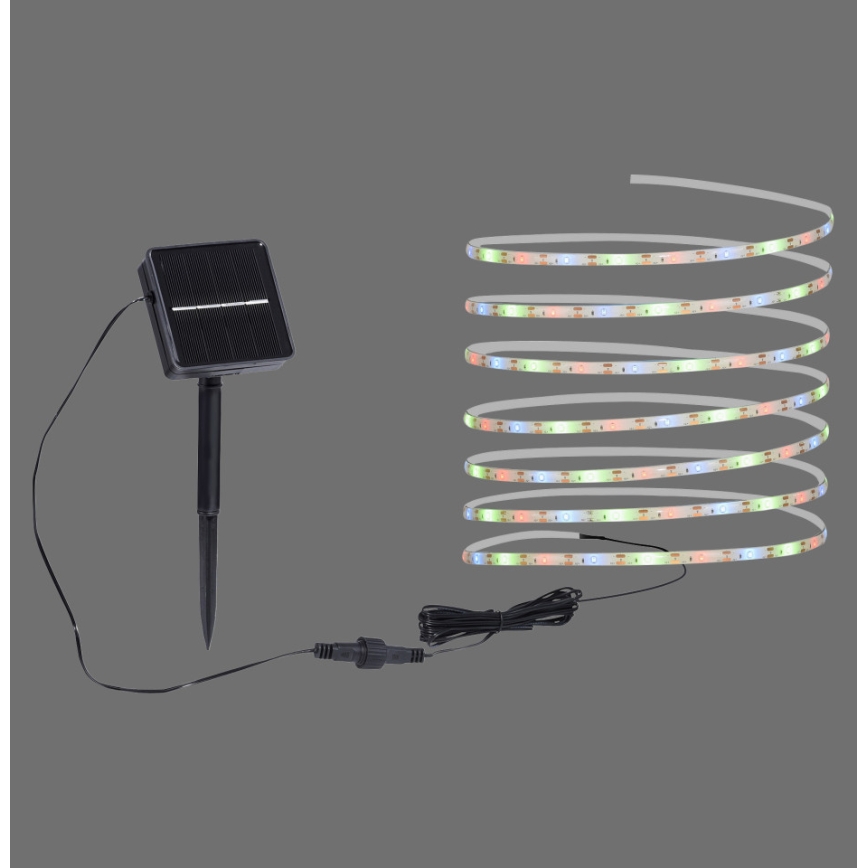 JUST LIGHT. 19971-18 - LED RGB -aurinkonauha TEANIA, LED/3,7V, 5 m, 1200 mAh, IP44, musta