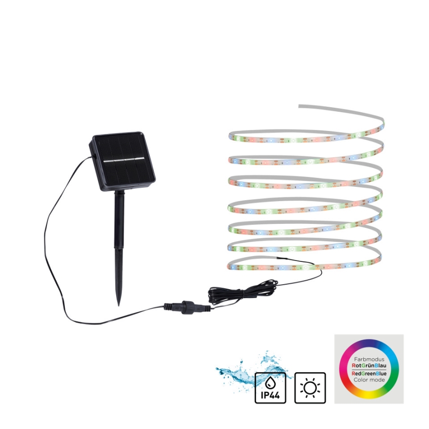JUST LIGHT. 19971-18 - LED RGB -aurinkonauha TEANIA, LED/3,7V, 5 m, 1200 mAh, IP44, musta