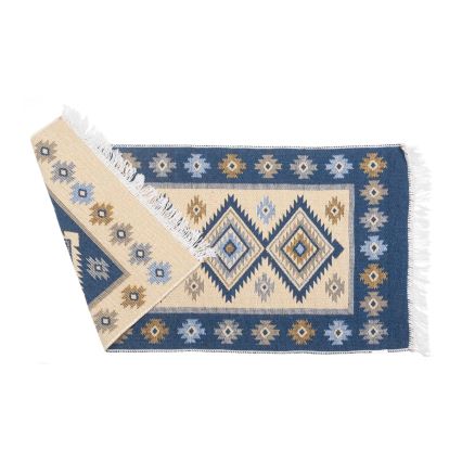Käännettävä itämainen KILIM-matto 80x150 cm sininen/beige