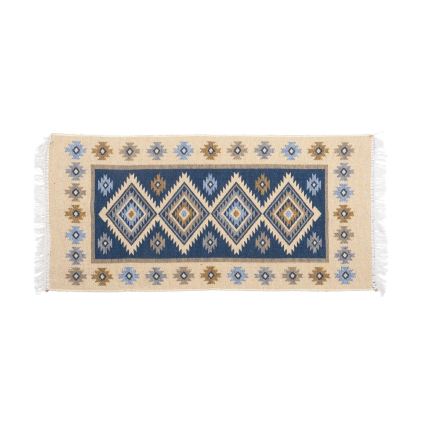 Käännettävä itämainen KILIM-matto 80x150 cm sininen/beige