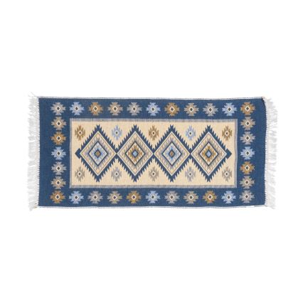 Käännettävä itämainen KILIM-matto 80x150 cm sininen/beige