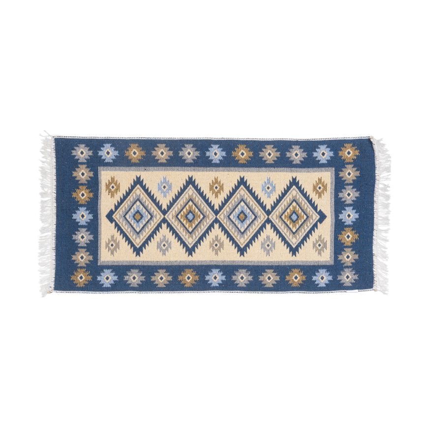 Käännettävä itämainen KILIM-matto 80x150 cm sininen/beige