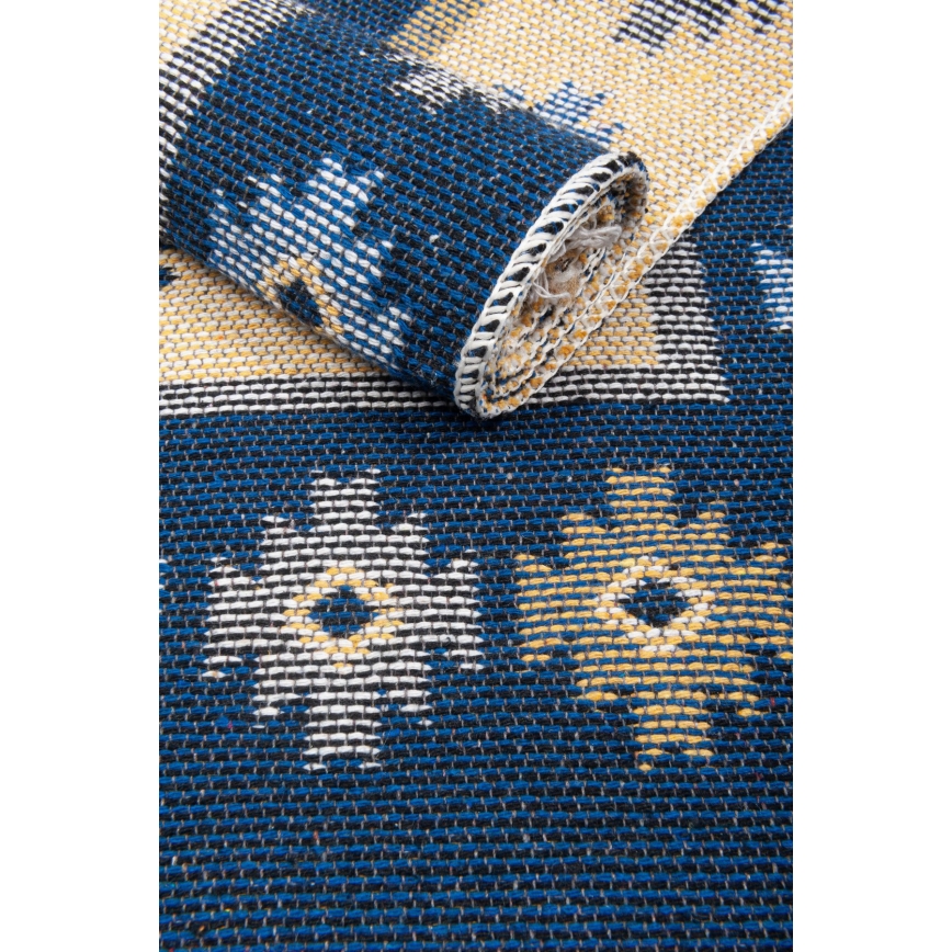 Käännettävä itämainen KILIM-matto 80x150 cm sininen/beige
