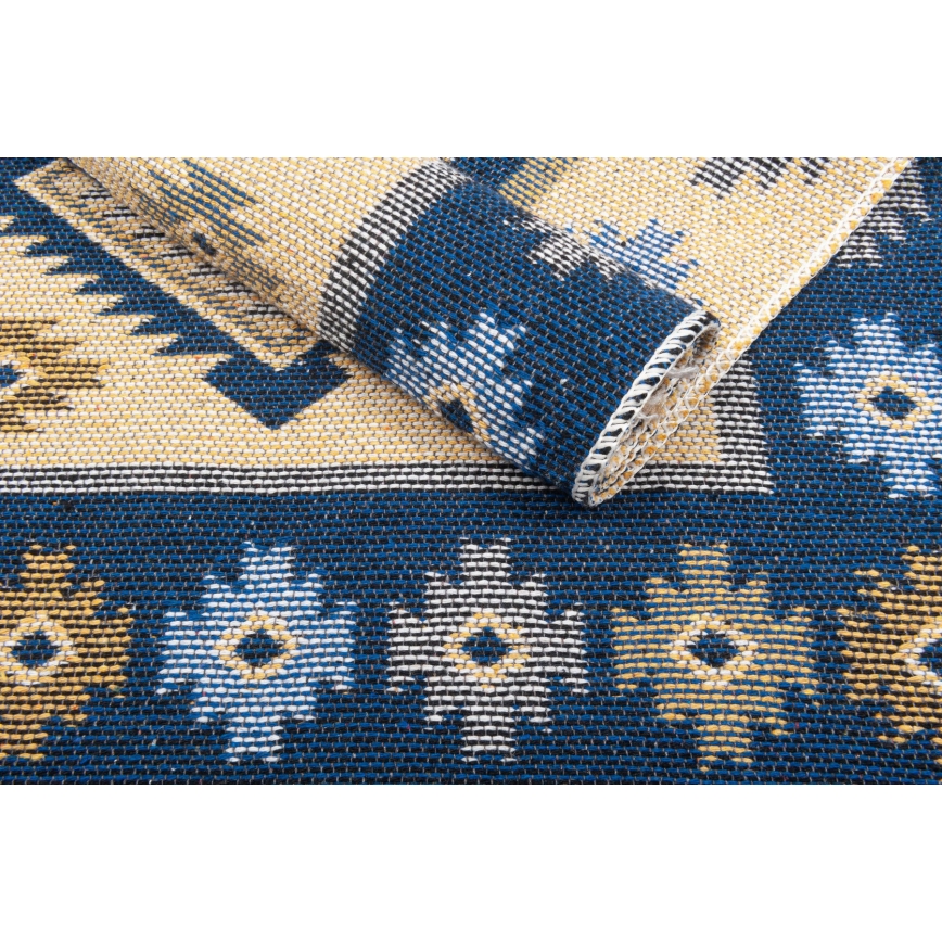 Käännettävä itämainen KILIM-matto 80x150 cm sininen/beige