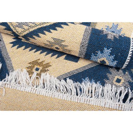 Käännettävä itämainen KILIM-matto 80x150 cm sininen/beige