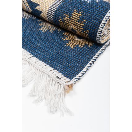 Käännettävä itämainen KILIM-matto 80x150 cm sininen/beige