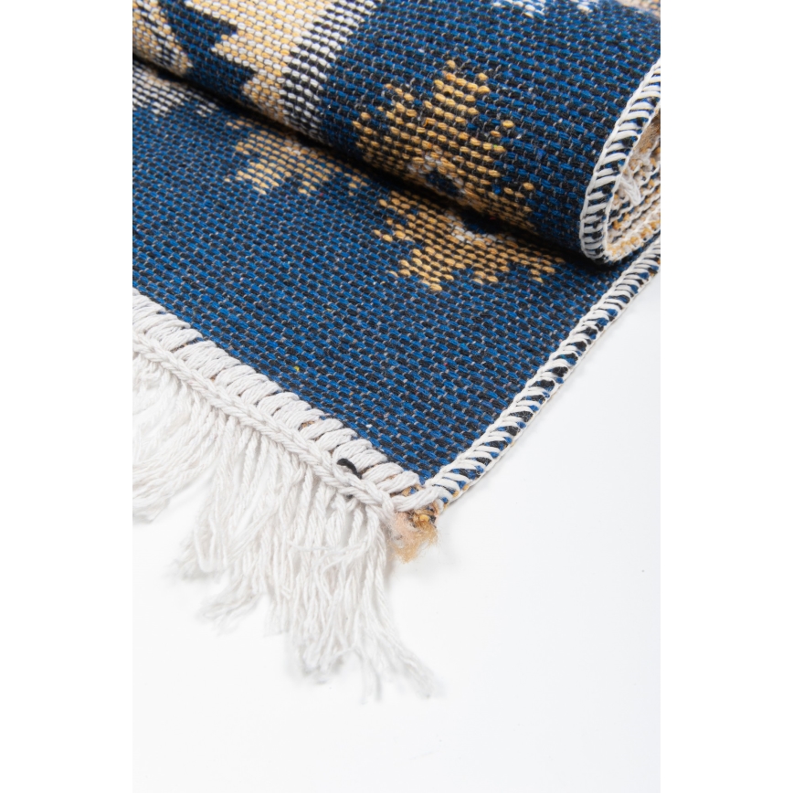 Käännettävä itämainen KILIM-matto 80x150 cm sininen/beige