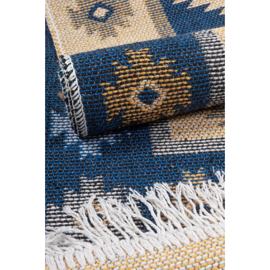 Käännettävä itämainen KILIM-matto 80x150 cm sininen/beige