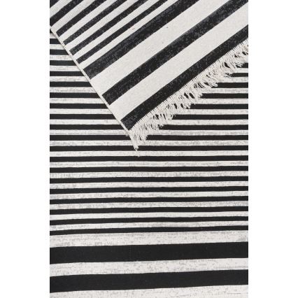 Käännettävä KILIM GOLD -matto 60x120 cm, musta/valkoinen