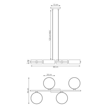 Kaapelikiinnitteinen DRUMZ-kattokruunu 4xE14/10W/230V, musta